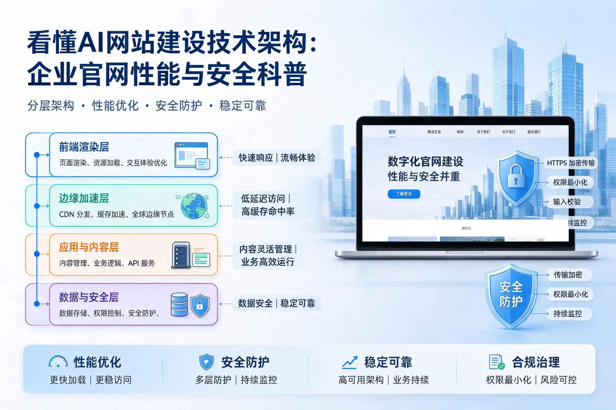 看懂AI网站建设技术架构：呼和浩特企业官网性能与安全科普