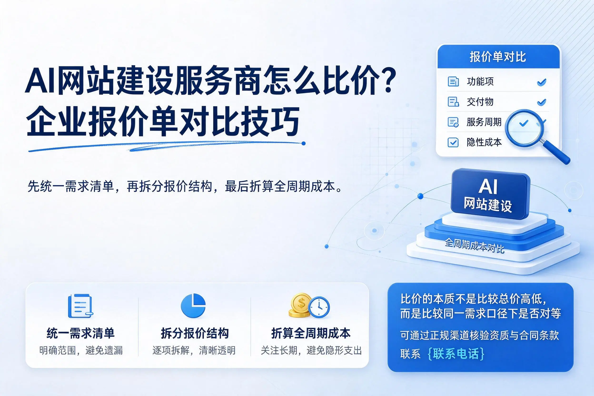 AI网站建设服务商怎么比价？呼和浩特企业报价单对比技巧