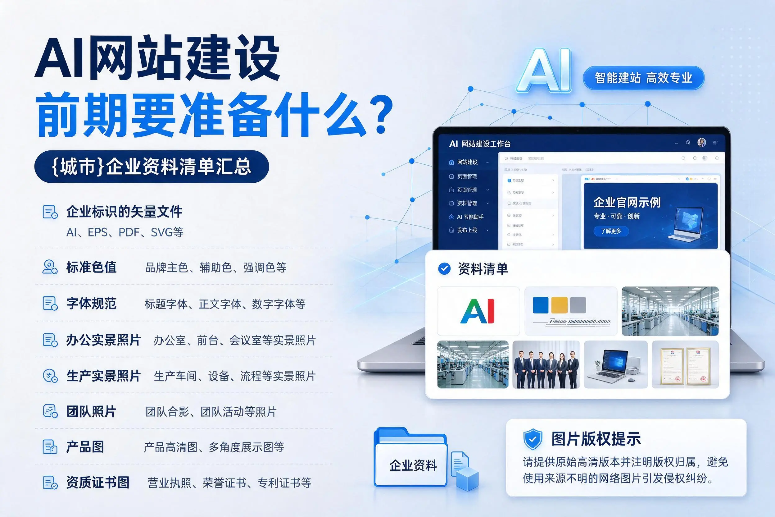 AI网站建设前期要准备什么？呼和浩特企业资料清单汇总